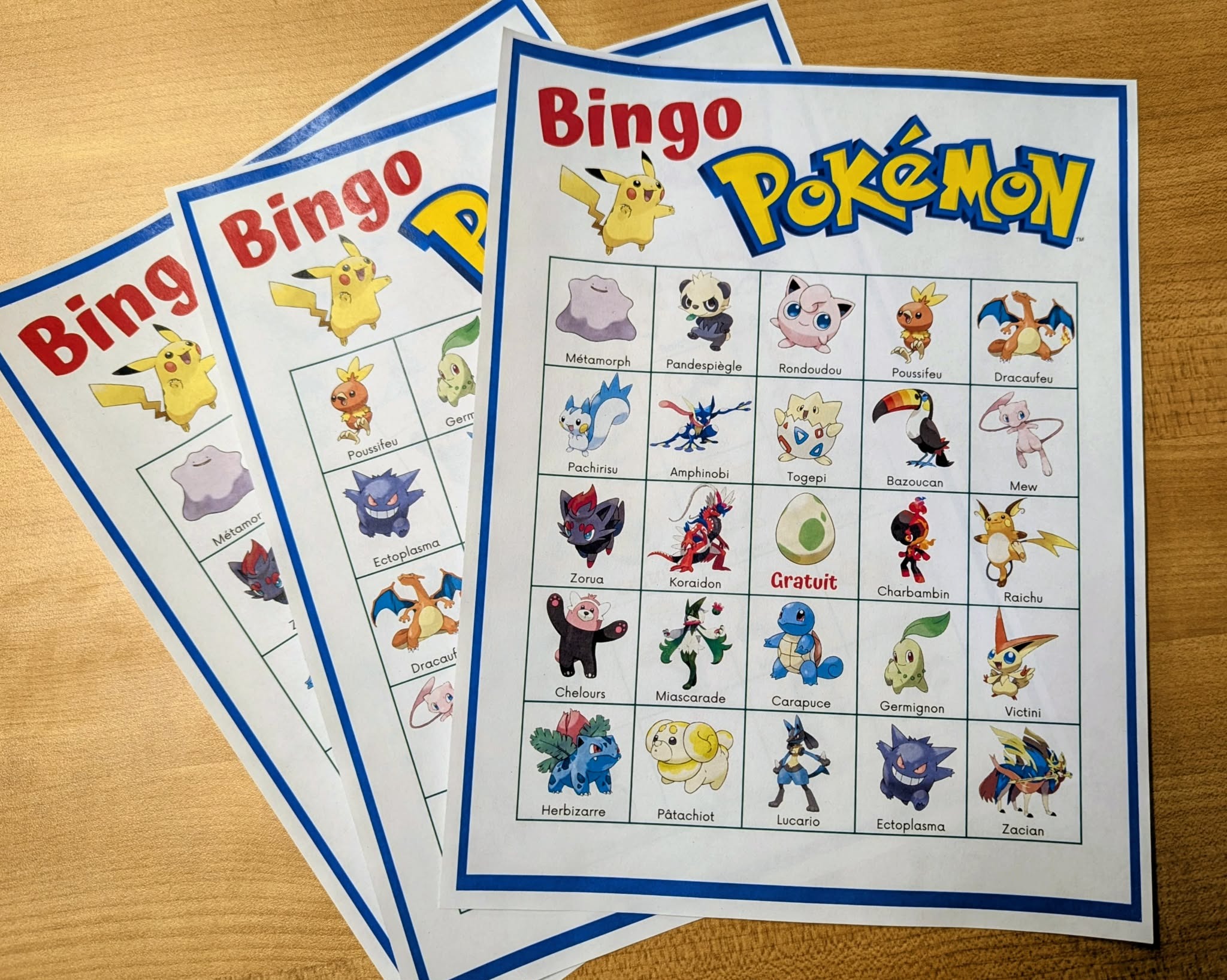 Carte de bingo Pokémon