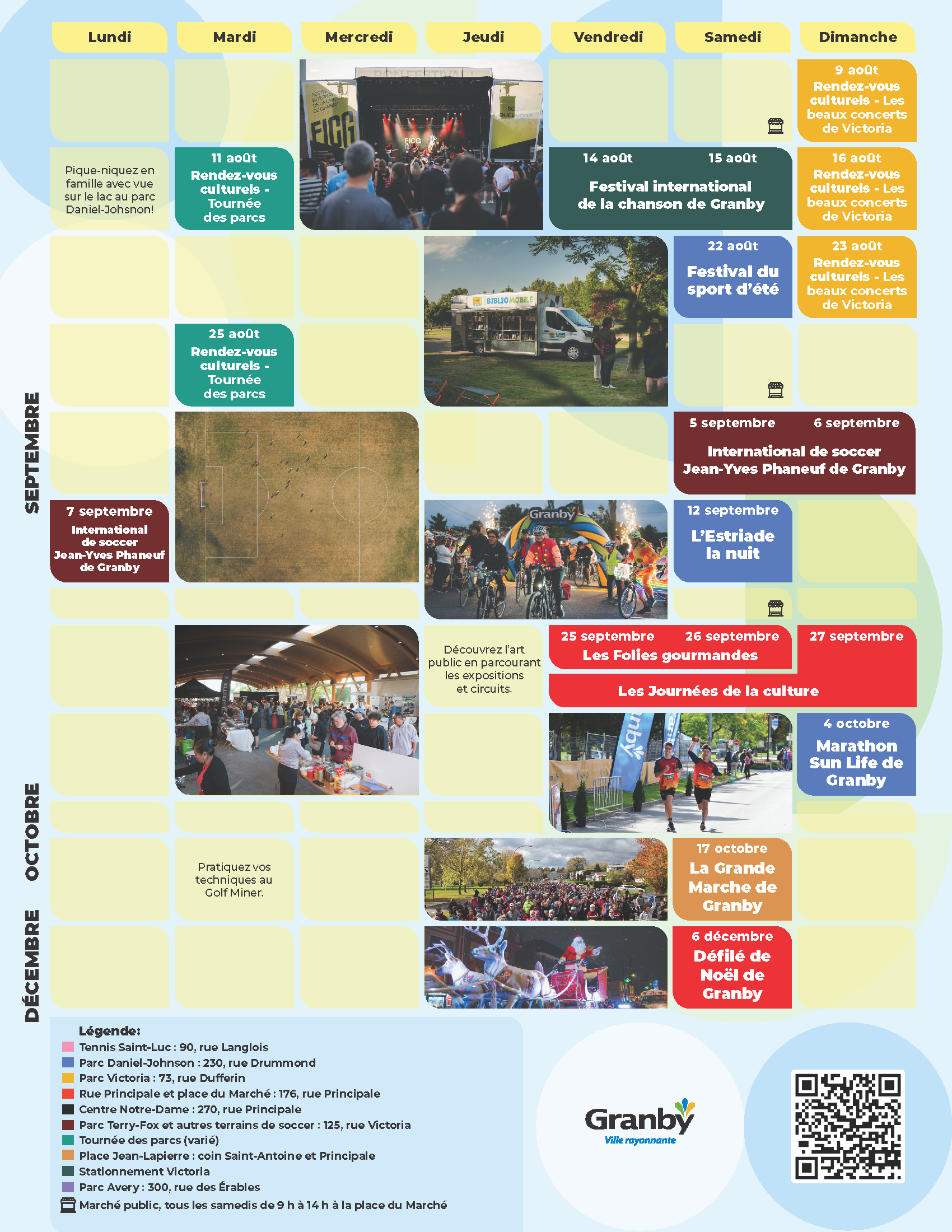 Calendrier des événements saison 2026