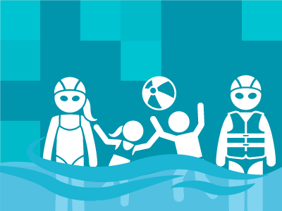 Dessin d'une famille dans l'eau